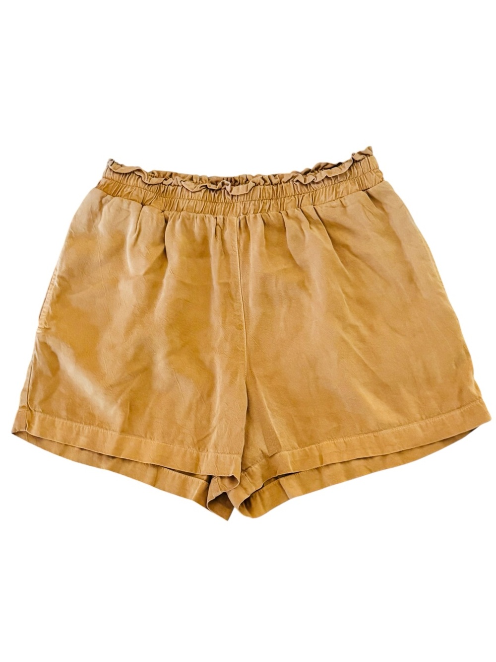 Maven West Size Large Jute Color Paperbag Waist Tencel-Rayon Shorts